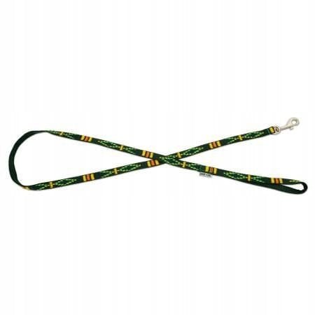 Smycz dla psa, zielona, wz�r etniczny, ta�ma polipropylenowa, 20mm/120cm