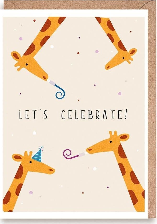 Kartka urodzinowa Żyrafy Let's celebrate!