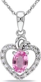 Srebro i Kamienie Zawieszka serce z różową cyrkonią