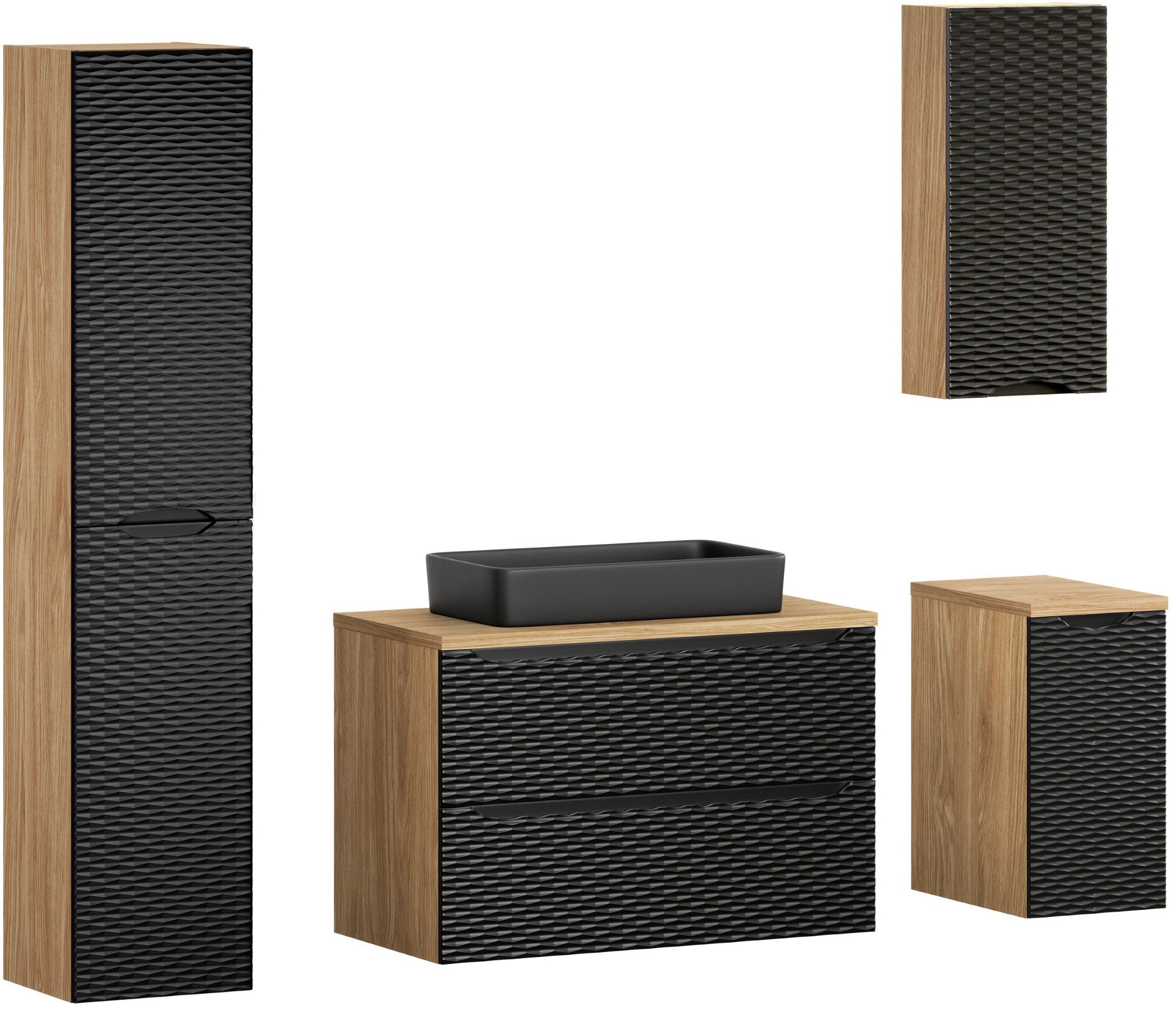 Zestaw meblowy 90cm z blatem, umywalką nablatową Slim i szafką wysoką