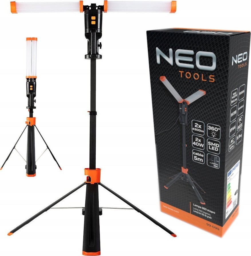 Neo LAMPA PODWÃJNA NA STATYWIE 360 STOPNI 2X4300LM