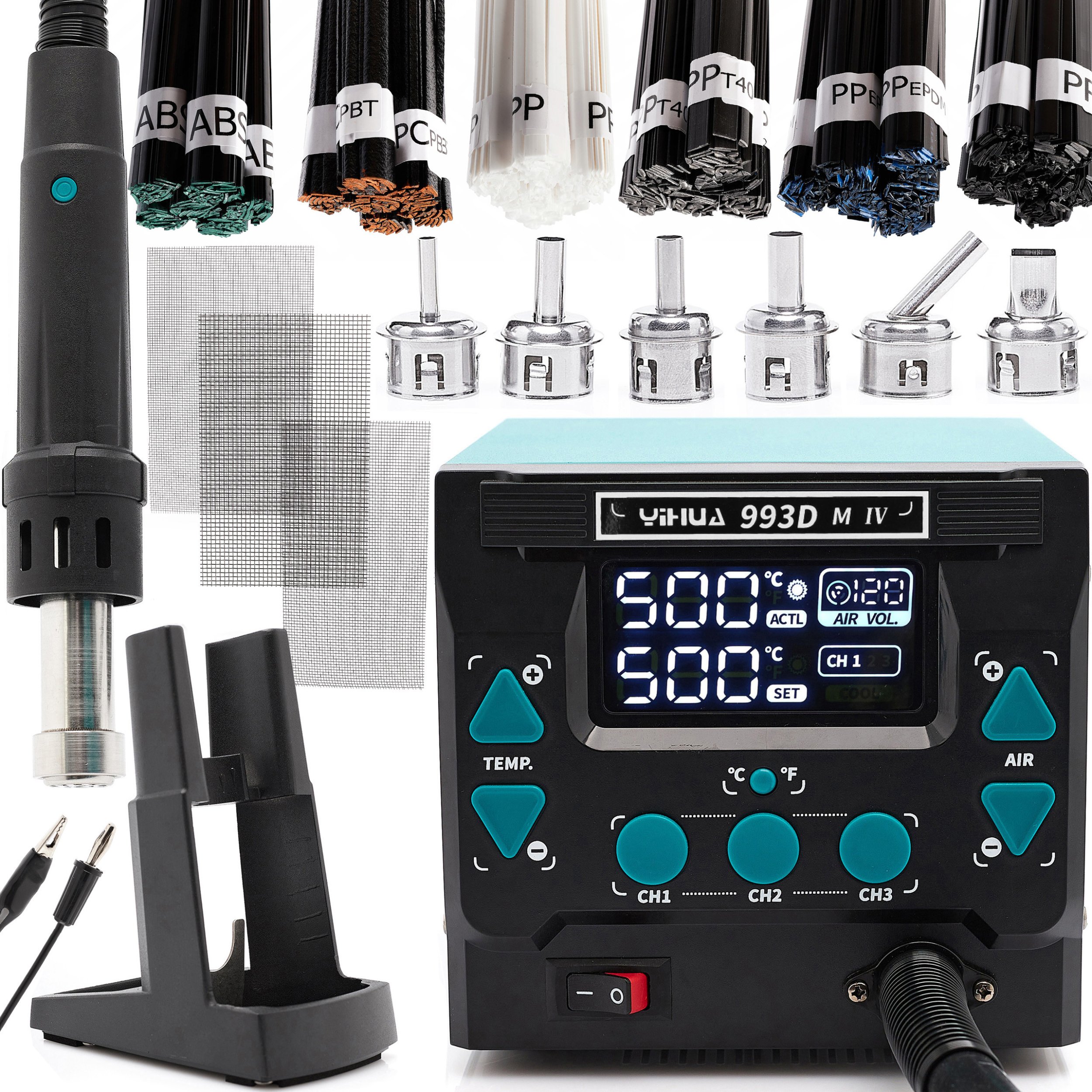 Stacja Lutownicza Spawarka Plastiku Gorące Powietrze Yihua 993DM-IV Spoiwa