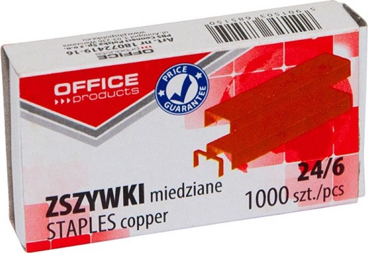 Office Products Zszywki 24/6 miedziane 1000 sztuk
