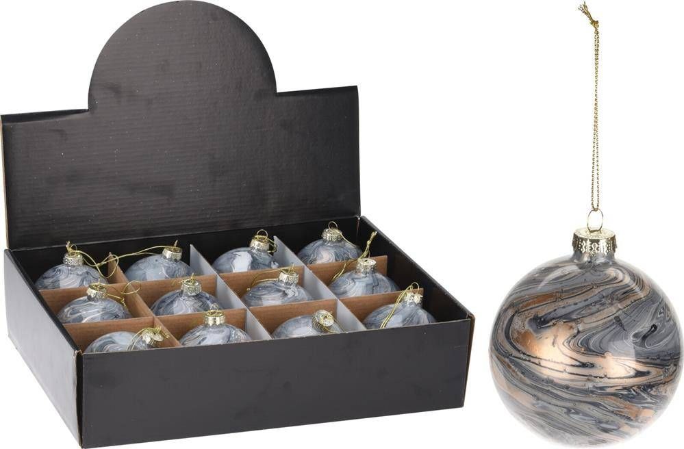 Dekoracja świąteczna Affek Design BOMBKA PLASTIKOWA 8CM MARMUROWA