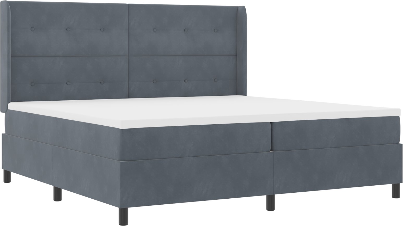 łóżko Box Spring z materacem vidaXL ciemnoszare 200x200 cm aksamit
