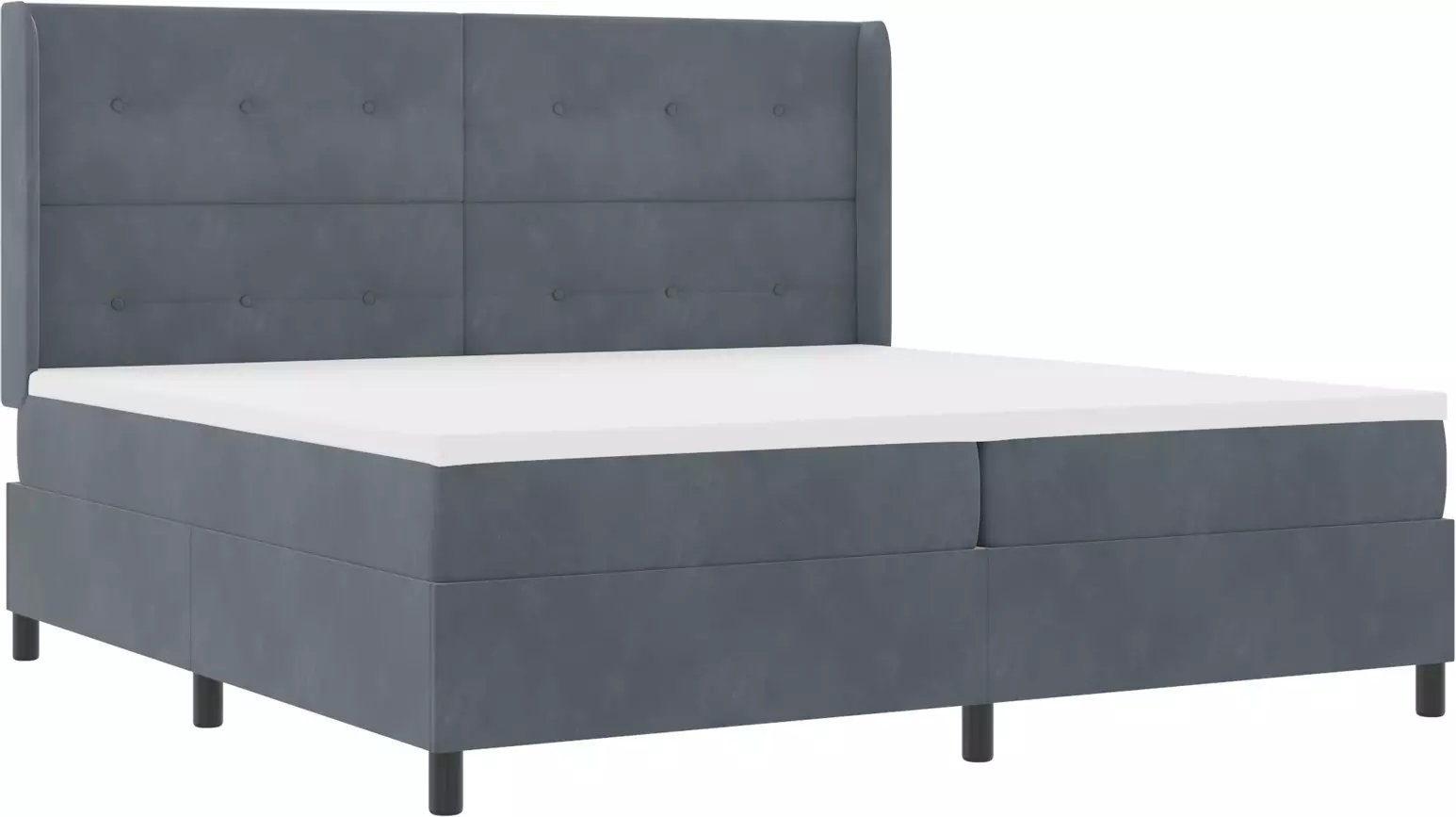 łóżko Box Spring z materacem vidaXL ciemnoszare 200x200 cm aksamit