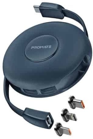 Kabel USB Promate USB-C - USB-C + microUSB + Lightning 1 m Granatowy (6959144059426)