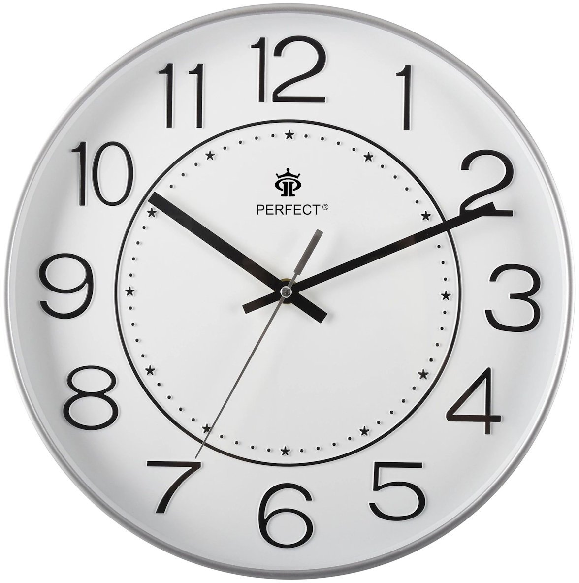 Perfect Zegar ścienny PW602-1700-3 srebrny 30 cm