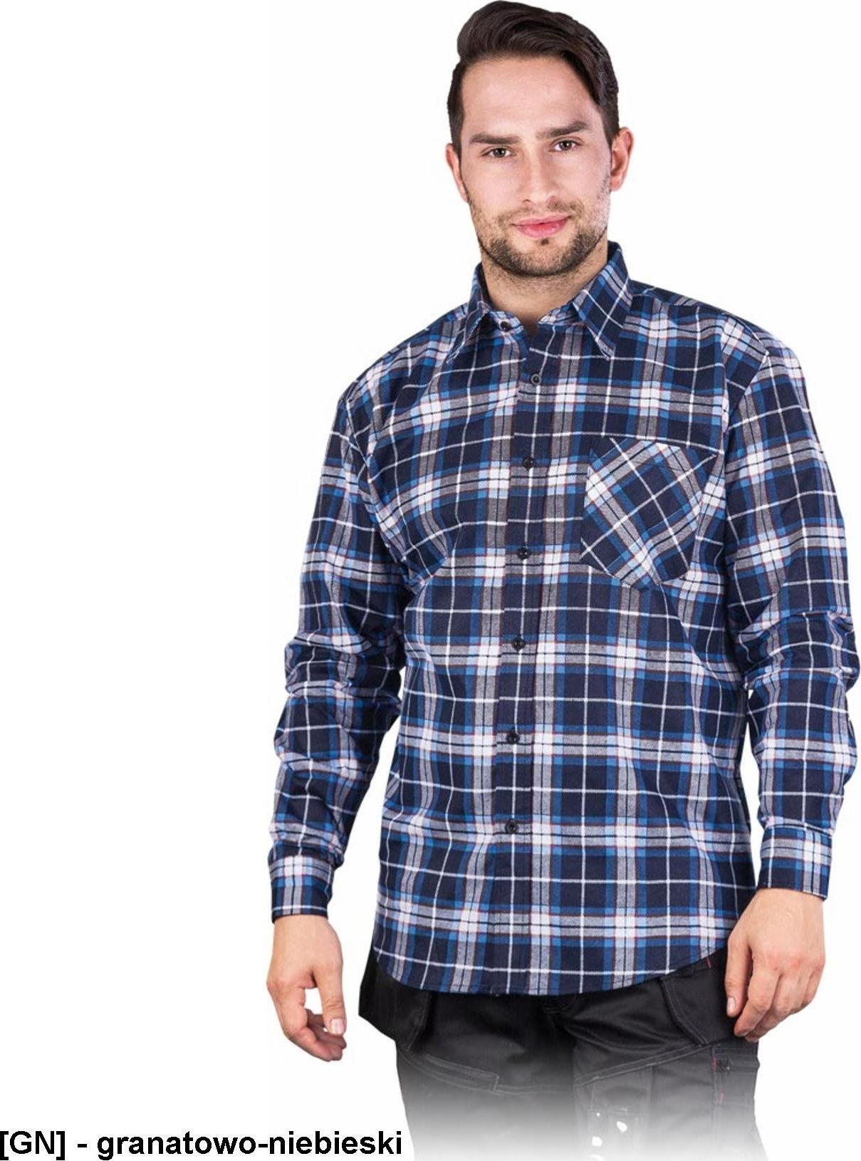 R.E.I.S. KF - koszula flanelowa ochronna - granatowo-niebieski 6XL