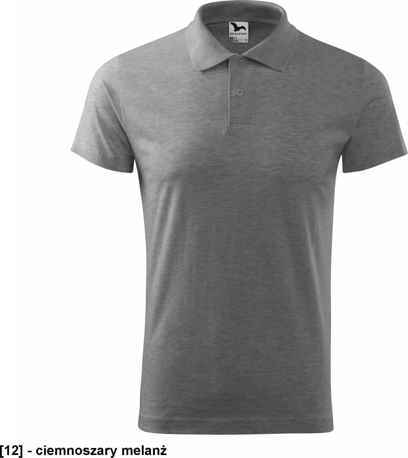 MALFINI Single J. 202 - ADLER - Koszulka polo męska, 180 g/m, - ciemnoszary melanż - rozmiar 2XL
