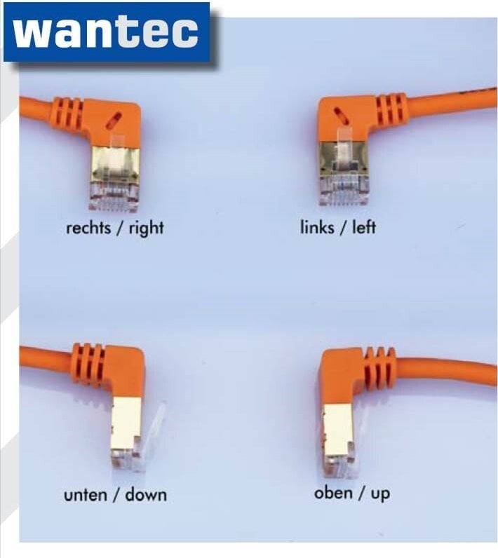 Wantec wW Patch CableCat.7 RohCable angulated 90°links SSTP orange 3.0m (7568)