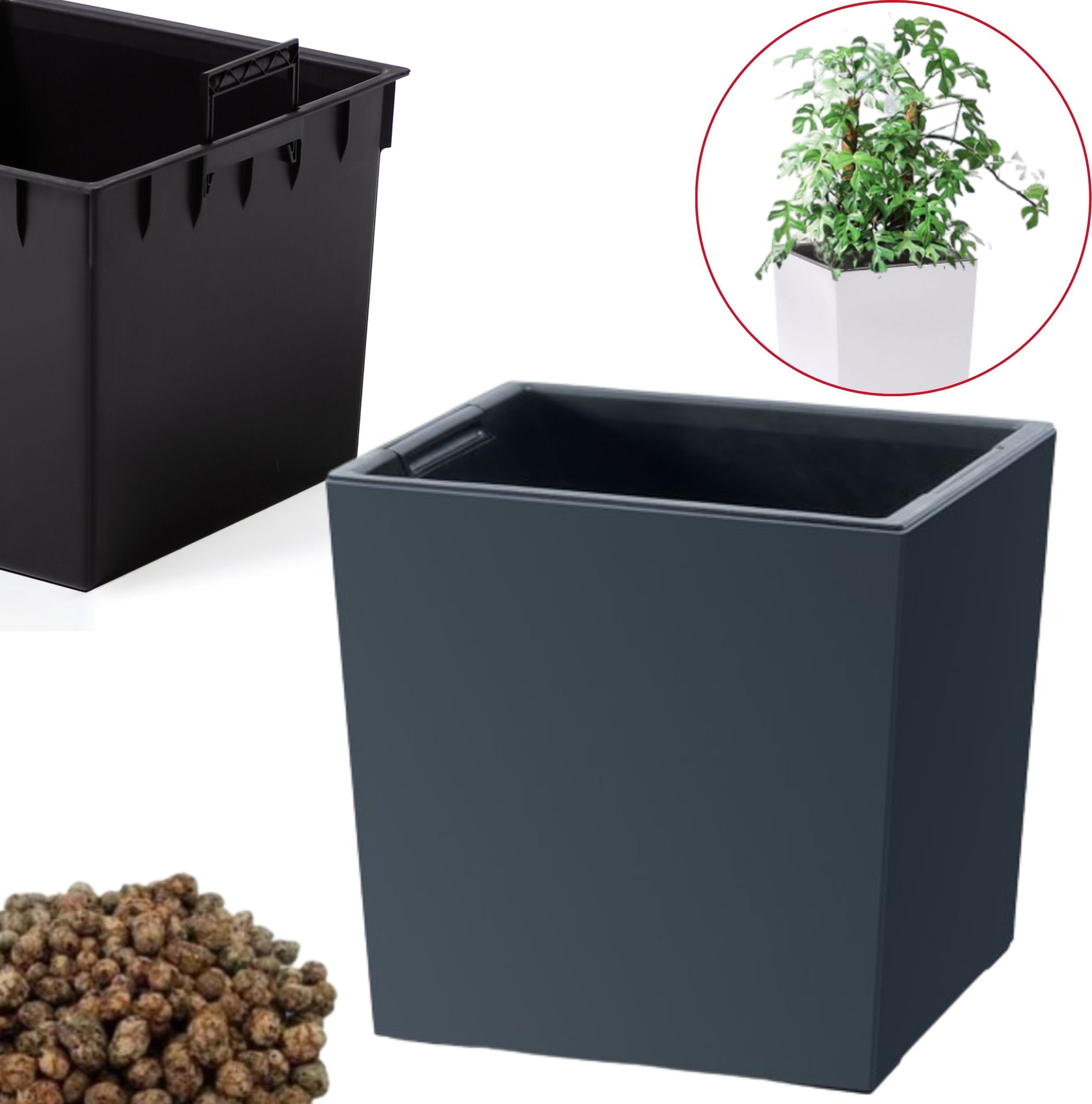 Prosperplast Doniczka kwadratowa niska DURS240L Donica + wkład + keramzyt 1l