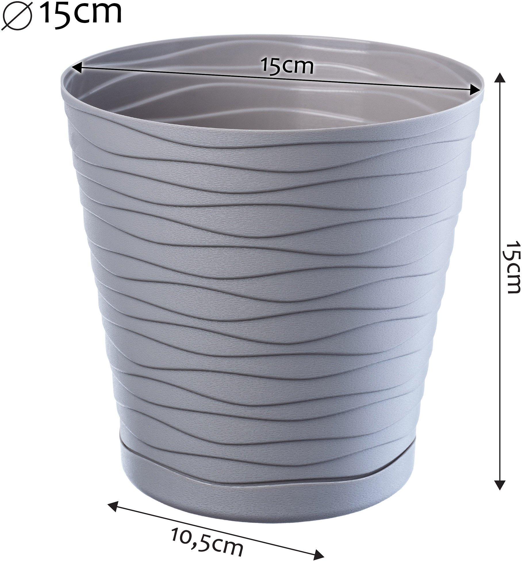KADAX Doniczka Donica Na Kwiaty 15 cm Osłonka Z Podstawką Kwietnik Plastikowa