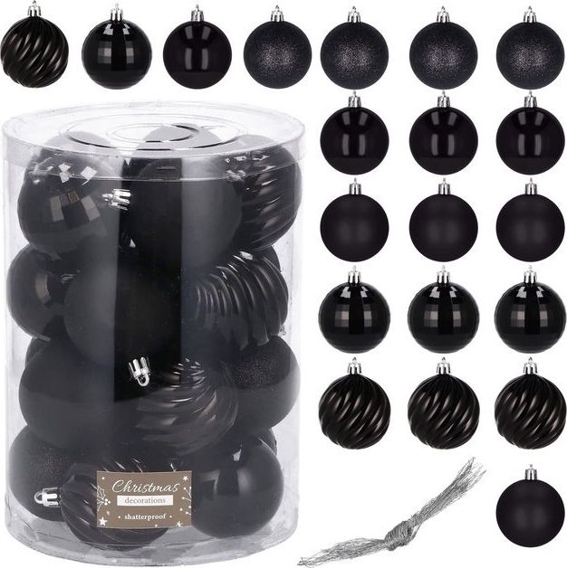 Springos Bombki choinkowe 20 szt. ozdoby świąteczne zestaw 6cm czarny UNIWERSALNY