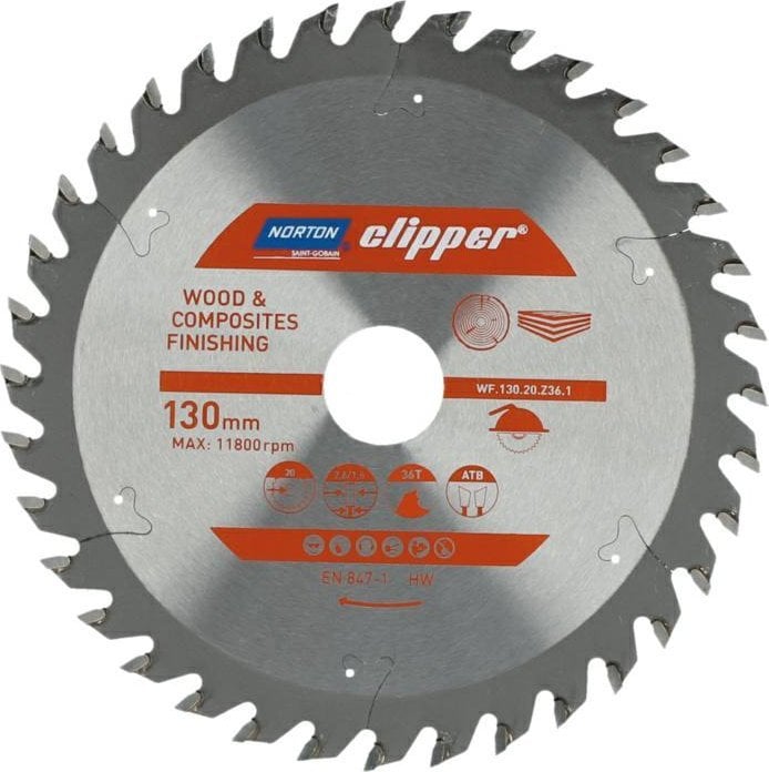 Norton NORTON PIŁA TARCZOWA 130mm x 20mm x 36z DREWNO I KOMPOZYTY ATB (2,6 / 1,6)