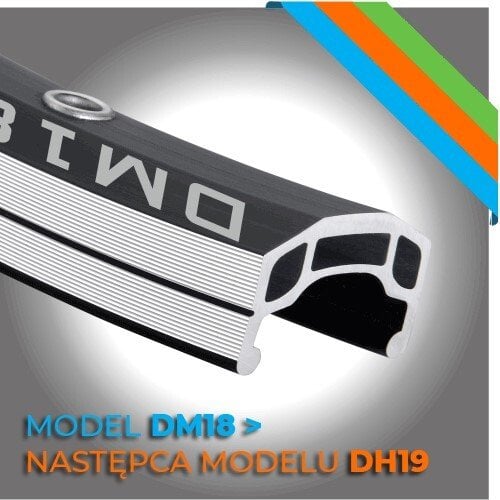 Alexrims Obręcz mtb/trekking DM18, V-brake, Stożek 16mm, 29" 622x18, 32 Otwory, Czarny, Waga 600g