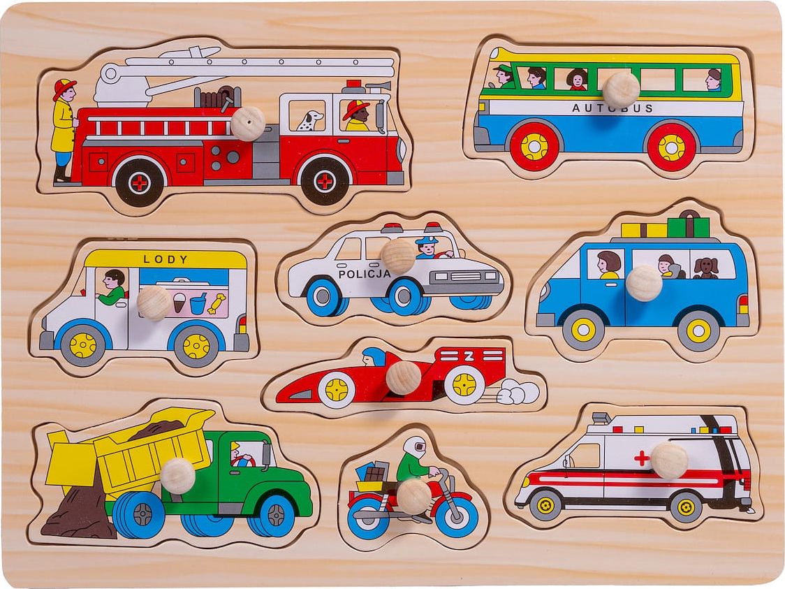 Smily Play Układanka drewniana z uchwytami Puzzle Pojazdy Smily Play