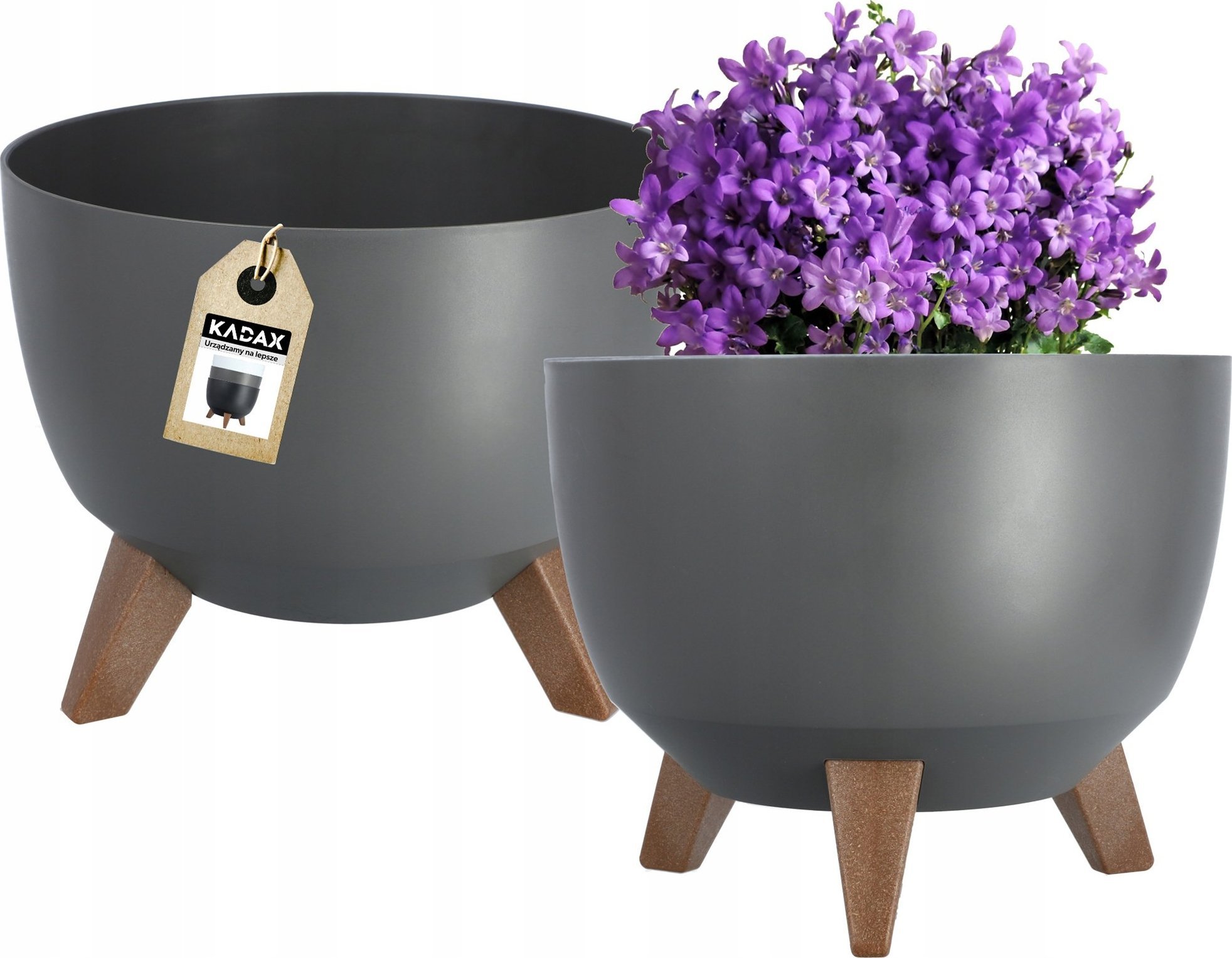 Kadax Doniczka Osłonka Na Kwiaty Z Wkładką Antracyt 29cm