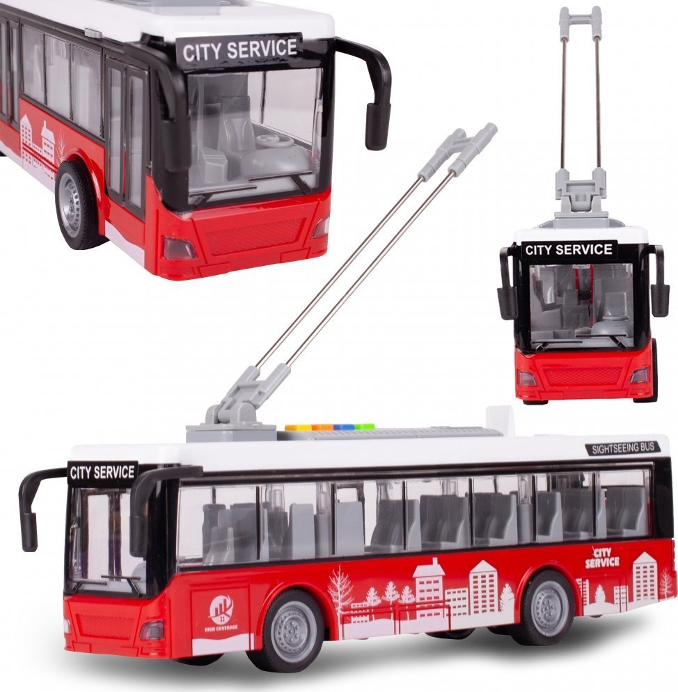 MalPlay Autobus Trolejbus Światło i Dźwięk Otwierane Drzwi