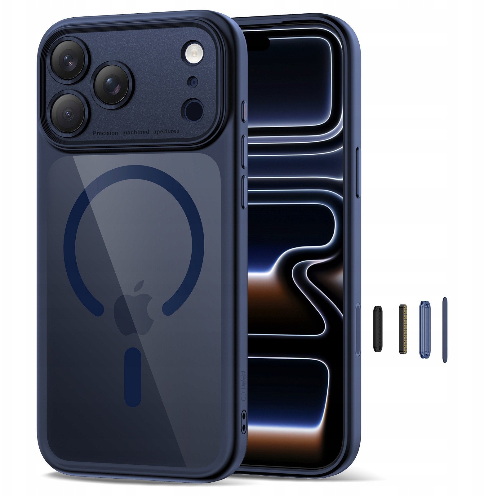 Etui Tech-Protect Magpeak MagSafe CC do Apple iPhone 17 Pro Max Deep Blue/clear