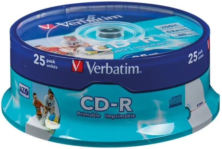 Verbatim Verbatim CD-R | 700MB | x52 | cakebox 25szt do nadruku | DataLife+ AZO