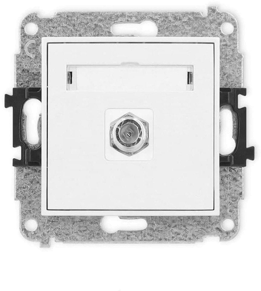 Gniazdo antenowe pojedyncze Karlik Mini 25MGF-1 typu F SAT niklowany biały mat