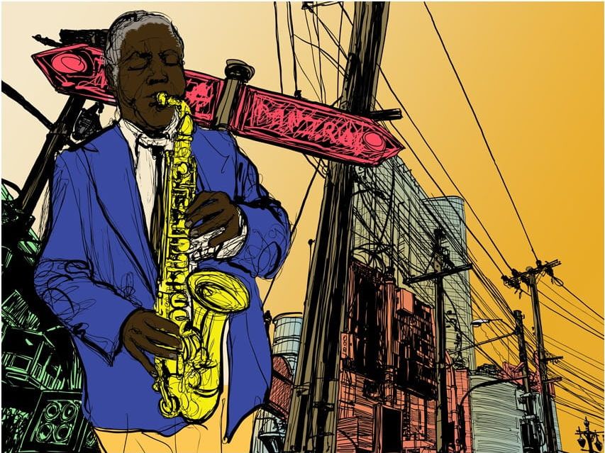 DecoNest Fototapeta - Saxophonist in New York - 250X193