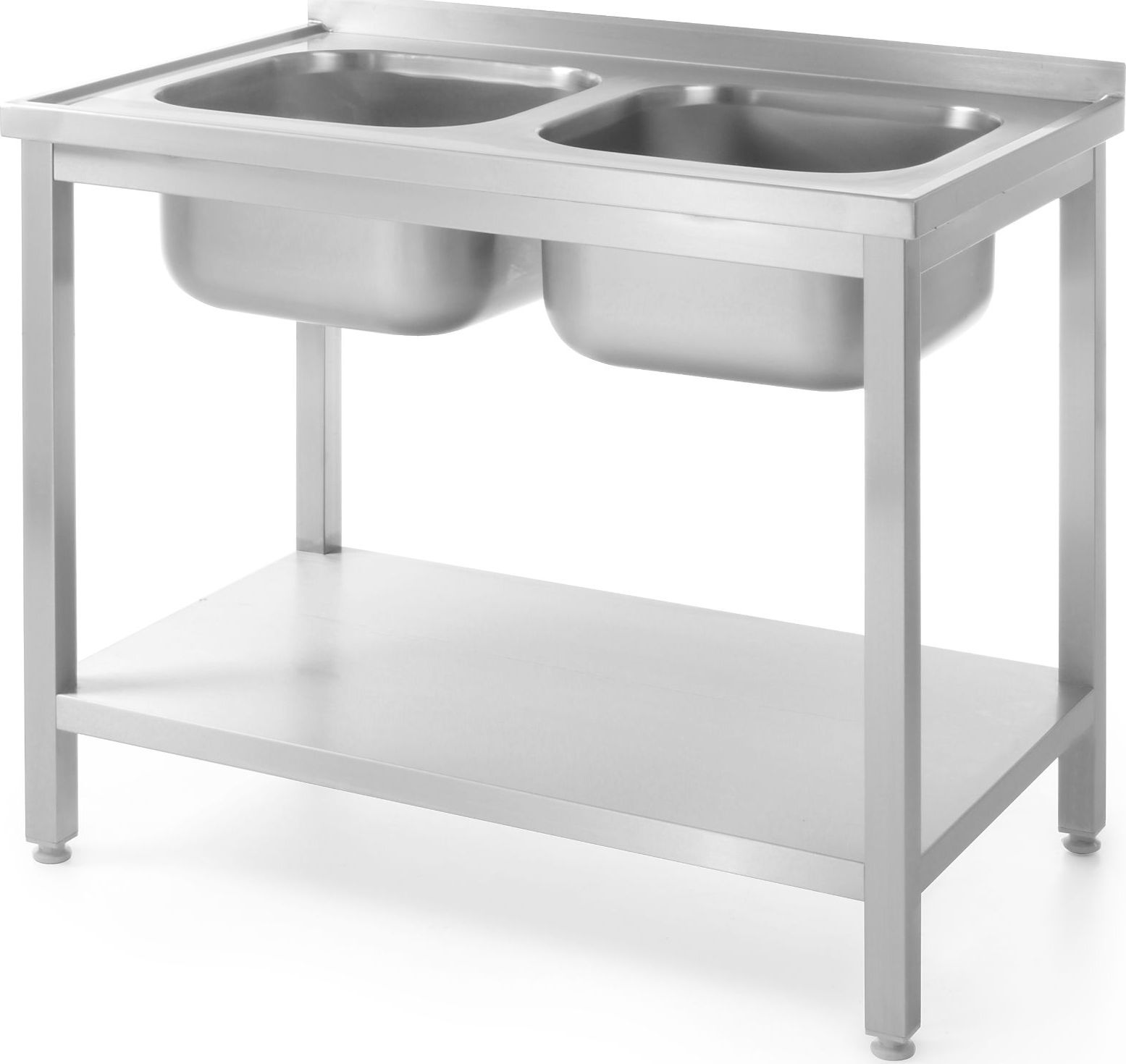 Hendi Stół gastronomiczny przyścienny z dwoma zlewami i półką skręcany 100x70x85 cm - Hendi 812969 Stół gastronomiczny przyścienny z dwoma zlewami i p