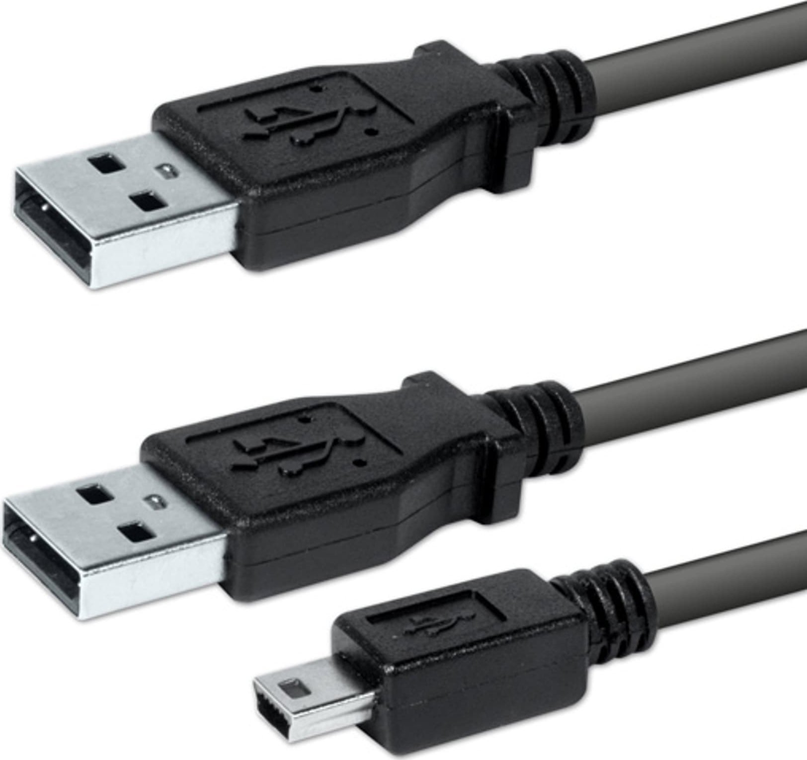 Kabel USB Logo USB-A - microUSB + USB-A 0.6 m Czarny