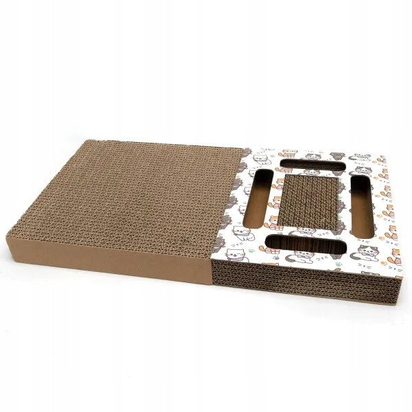 Drapak dla kota tekturowy leżący z kocimiętką i piłeczką 45*24*4cm