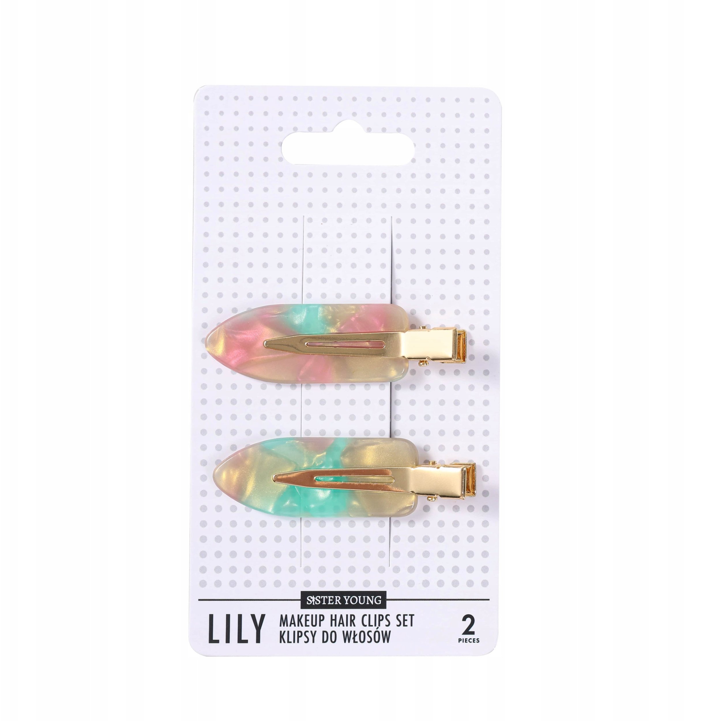 SISTER YOUNG_Lily Makeup Hair Clips Set klipsy do włosów Pink Green 2szt