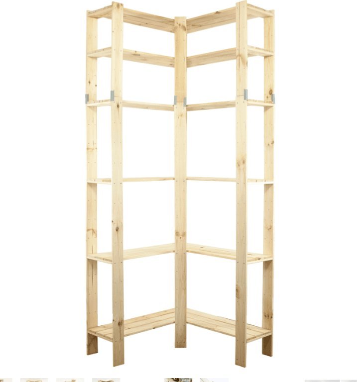 Wamar-Sosenka MAXI Regał Narożny Drewniany 230x85x30 cm 6 Półek ażurowych Surowy Drewno sosnowe Naturalny MAXI-6ZA / Wamar-Sosenka