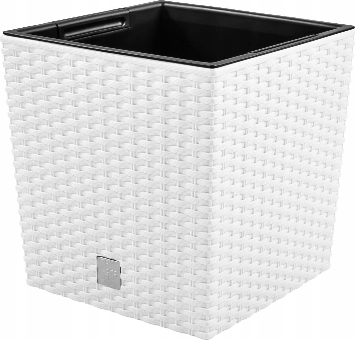Prosperplast Doniczka RATO niska DRTS200L z wkładem | Biały, Prosperplast, Kształt Kwadratowy, Wymiary 20x20x20 cm