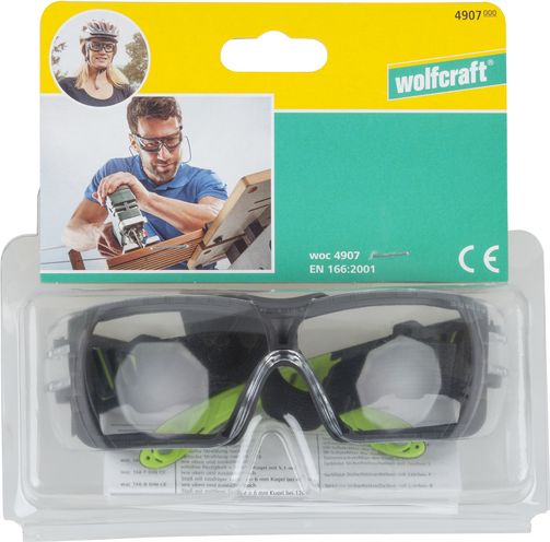 Wolfcraft zestaw okulary ochronne 4907000 + nóż z ostrzem ząbkowanym, składany 4289000
