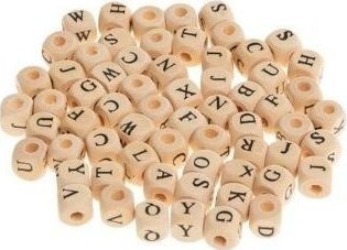 Koraliki drewniane alfabet 8mm 60szt