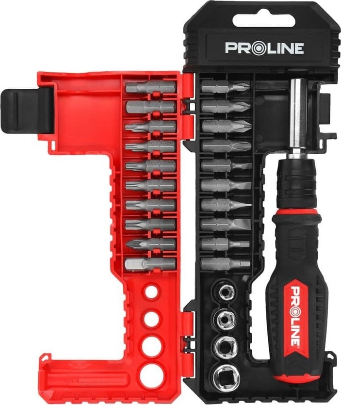 Zestaw końcówek i nasadek z wkrętakiem, 25szt. proline