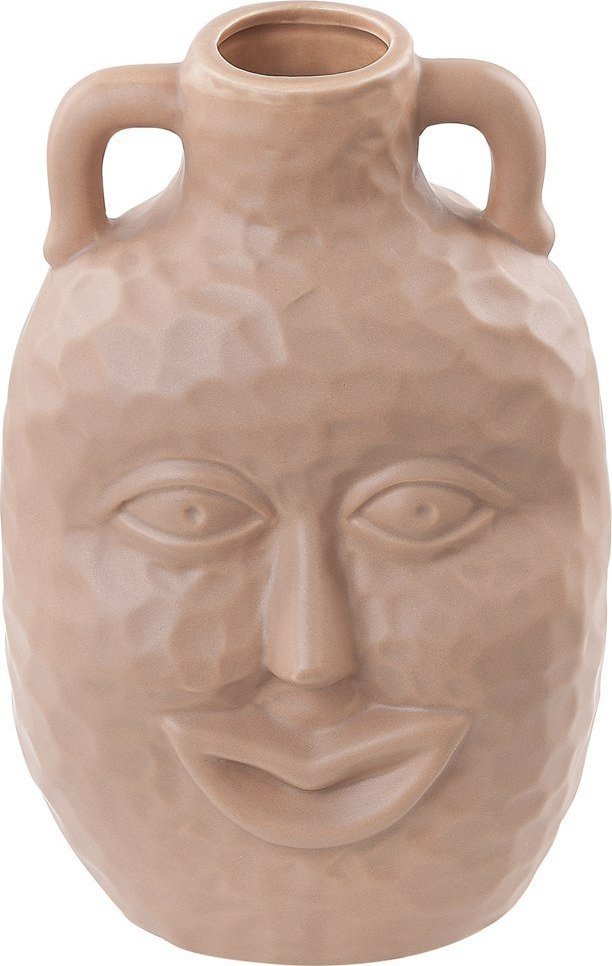 Beliani Wazon na kwiaty ceramiczny 26 cm beżowy VERIA