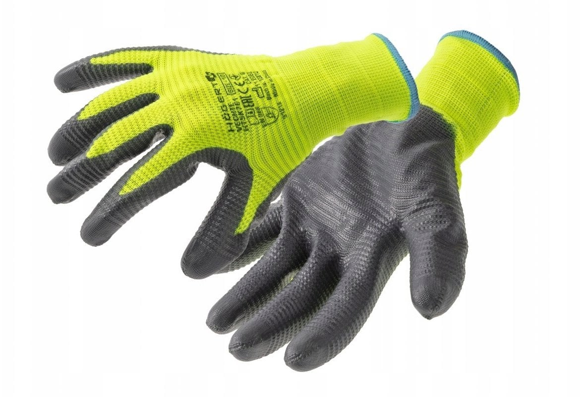 Högert Technik rękawice ochronne karbowane powlekane nitrylem zielone/szare 9