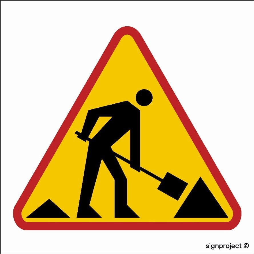 Znak Drogowy Budowlany - Roboty Na Drodze 30X30Cm Płyta Pcv Wodoodporna Libres Polska Sp Sa014_300X300_Pn 5904937492486