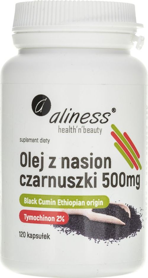 Aliness Aliness Olej z nasion czarnuszki 2% 500 mg - 120 kapsułek