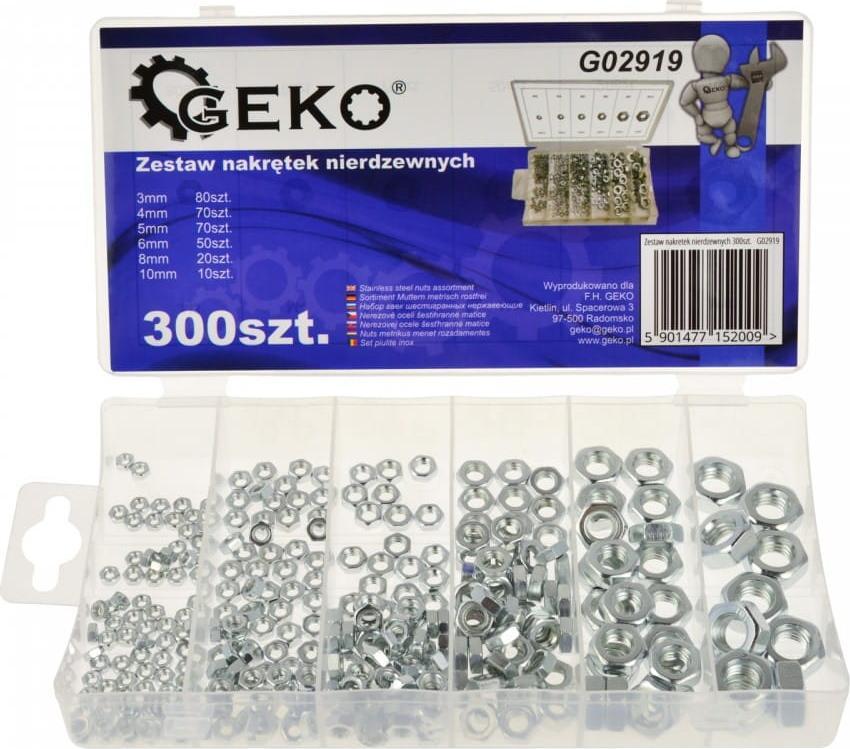 Geko ZESTAW NAKRĘTEK METYRYCZNYCH NIERDZEWNYCH 300SZT.(20) G02919 GEKO