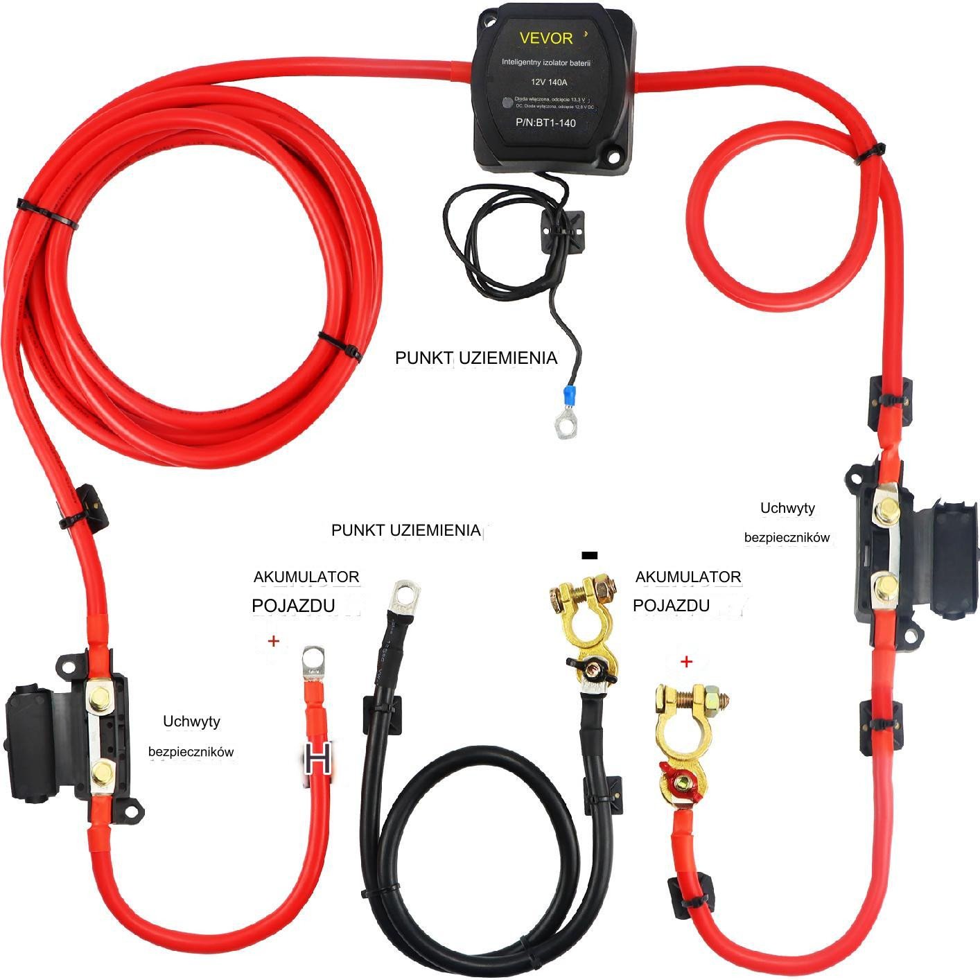Separator akumulatorów zestaw izolatora baterii 6m 12 V