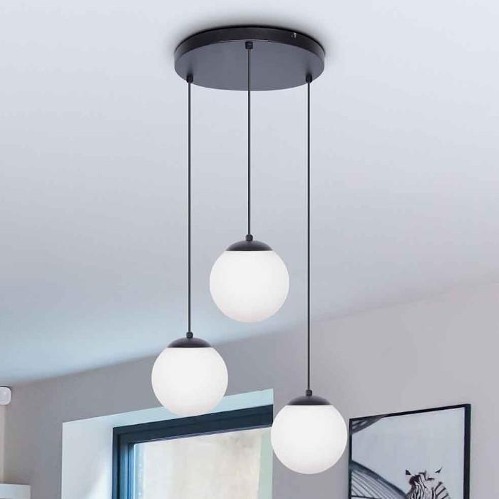 Lampa wisząca Kaja Czarna lampa wisząca CAMINA K-4746 szklane kule balls kaskada