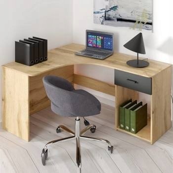 Biurko CORNER dąb wotan/czarne HELVETIA