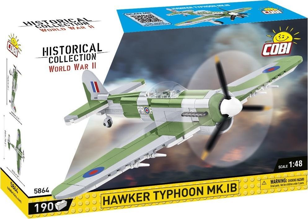 Cobi COBI 5864 Historical Collection WWII Brytyjski samolot myśliwsko-bombowy Hawker Typhoon Mk.1B 190 klocków