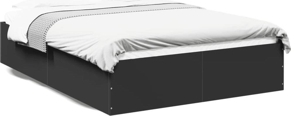 vidaXL Rama łóżka, czarna, 140x190 cm, materiał drewnopochodny