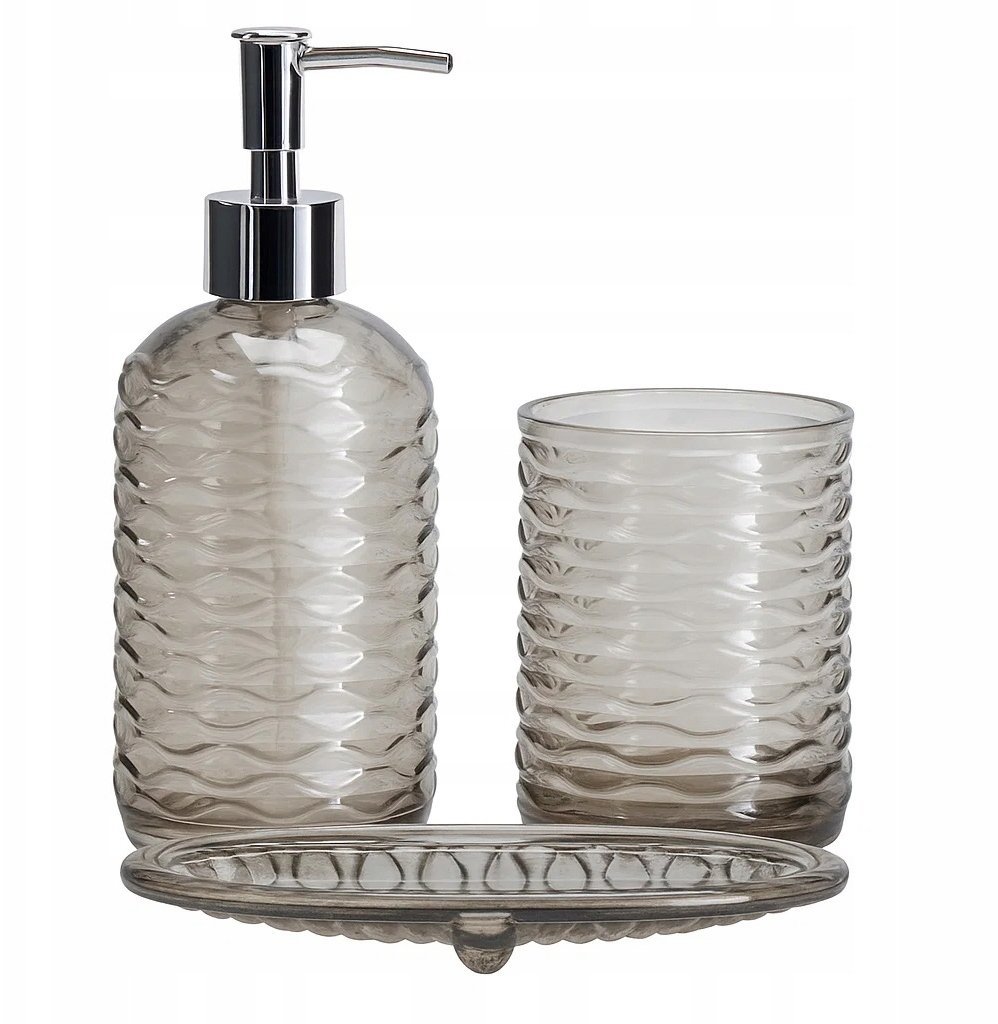 Zestaw łazienkowy NODE, dozownik, kubek na szczoteczki i mydelniczka, 3 elementy