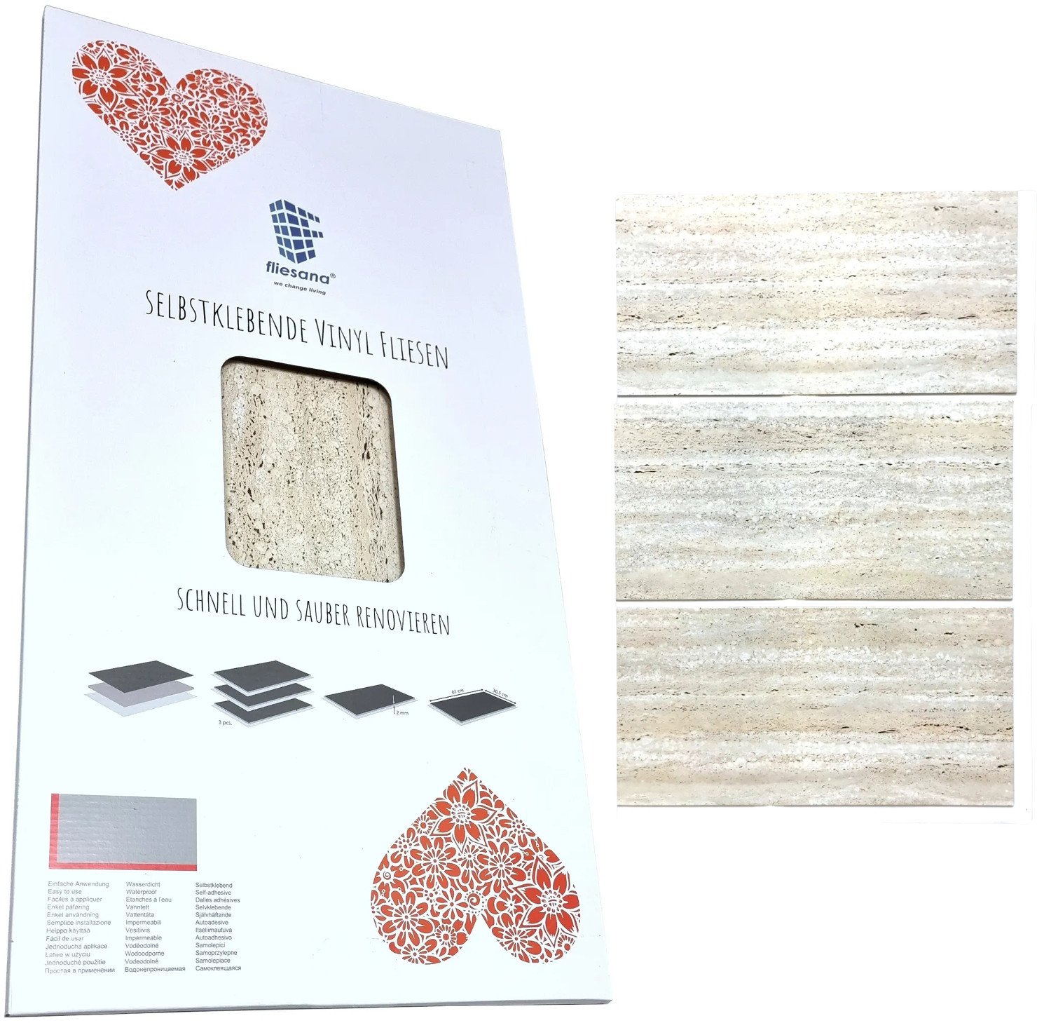 Zestaw 3 sztuk SANDSTONE/TRAVERTIN Fliesana - Wodo