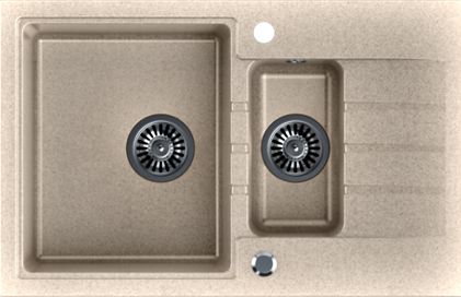 Zlewozmywak Steiner PETER 156 Steingran granitowy beżowy 1,5-komorowy z/o (78x50x20) z syfonem i zaślepką