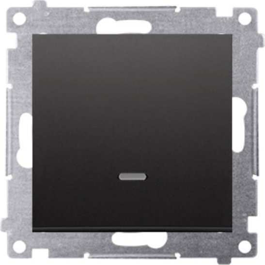 Kontakt-Simon Simon 54 Przycisk pojedynczy zwierny z podświetleniem LED bez piktogramu (moduł) 10AX 250V szybkozłącza czarny mat DP1L.01/49